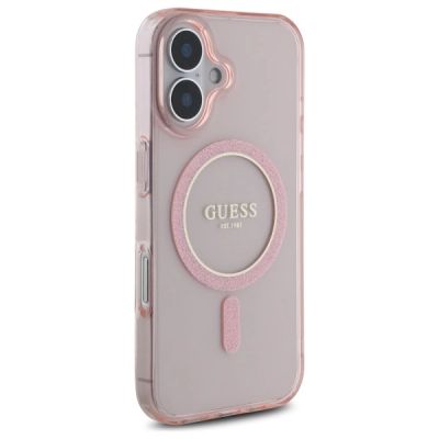 4. Guess GUHMP16SHFGEREP iPhone 16 6.1"      różowy/pink hardcase IML Glitter Circle MagSafe