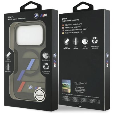 8. Etui BMW M IML Metal Buttons Tricolor Lines MagSafe na iPhone 17 Pro - czarne