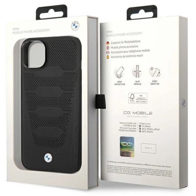 8. Etui BMW Leather Seats Pattern na iPhone 14 - czarne
