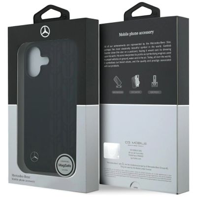 8. Etui Mercedes Leather Laurel Leaves MagSafe na iPhone 17 - czarne