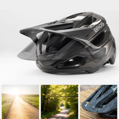 3. Kask rowerowy Rockbros LK-99 na rower górski z regulowanym daszkiem i zapięciem magnetycznym 58-62 cm - czarny