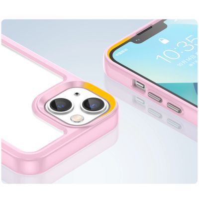 6. Outer Space Case etui iPhone 14 Plus sztywny pokrowiec z żelową ramką różowy