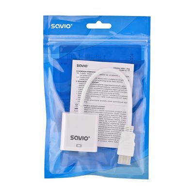7. SAVIO ADAPTER HDMI (M) -VGA(F) BIAŁY CL-201