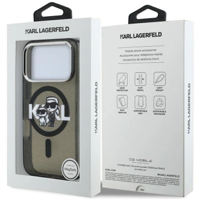8. Etui Karl Lagerfeld IML Glitter Karl & Choupette Sketch Logo MagSafe na iPhone 17 Pro - czarne