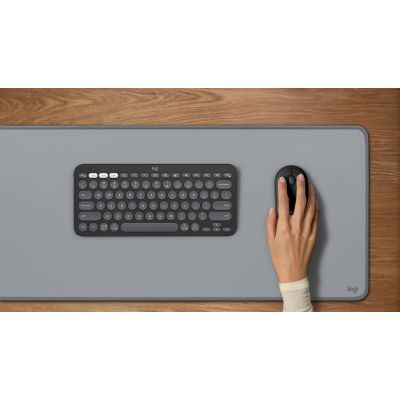 8. Logitech 920-012239 klawiatura Dołączona myszka Uniwersalne RF Wireless + Bluetooth QWERTY Amerykański międzynarodowy Grafitowy