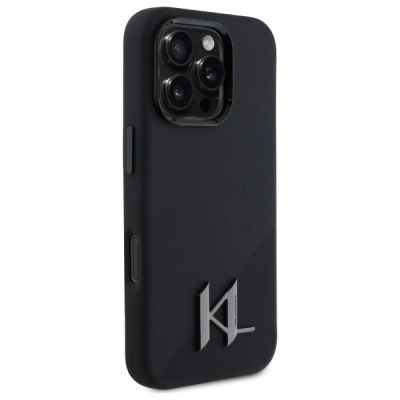 4. Etui Karl Lagerfeld Silicone Shadow Metal Initial MagSafe na iPhone 16 Pro - czarne