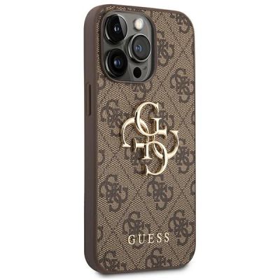 4. Etui Guess 4G Big Metal Logo na iPhone 14 Pro - brązowe