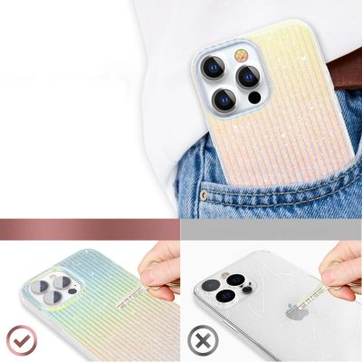 6. Kingxbar Travel Series luksusowe eleganckie etui na iPhone 13 Pro niebiesko-pomarańczowy (Clouds)