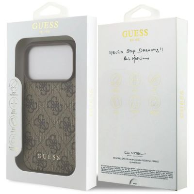 8. Etui Guess 4G Classic na iPhone 17 Pro / 18 Pro - brązowe