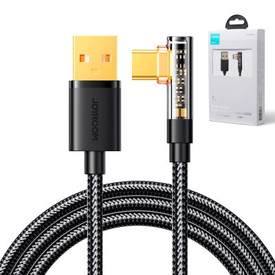 11. Kabel Joyroom Gaming Cable S-UC027A6 USB-C (kątowy) / USB-A (prosty) 3A 1.2 m - czarny
