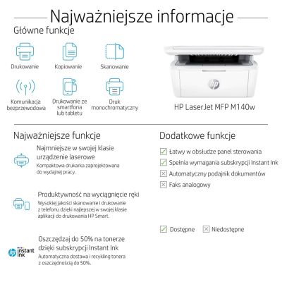 5. URZĄDZENIE WIELOF. HP LaserJet M140w 7MD72F MFP