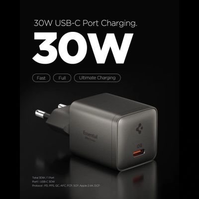 2. Ładowarka sieciowa Spigen Essential EE301EU 1-Port 30W - ciemnoszara