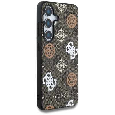 4. Etui Guess 4G Printed Colored Peony Pattern MagSafe do Samsung Galaxy S25 brązowy
