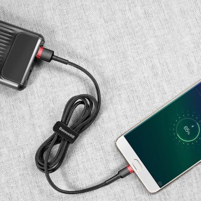 7. Baseus Cafule Cable wytrzymały nylonowy kabel przewód USB / micro USB 2A 3M czarno-czerwony (CAMKLF-H91)