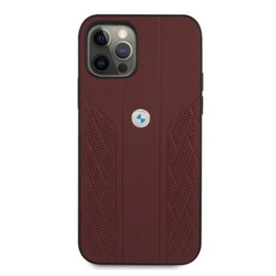 3. Etui BMW Leather Curve Perforate na iPhone 12 / iPhone 12 Pro - czerwone