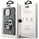8. Etui Karl Lagerfeld Saffiano Karl & Choupette na iPhone 14 Pro 6- srebrne