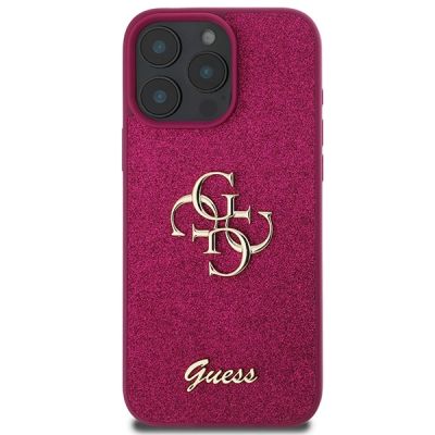 3. Etui Guess Glitter Script Big 4G na iPhone 16 Pro - fioletowe