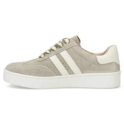 3. Skórzane półbuty sneakersy damskie na platformie khaki Filippo DP7512