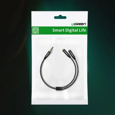 5. Kabel słuchawkowy Ugreen AV123 minijack 3.5 mm (męski) - 2x minijack 3.5mm (żeński) - czarny