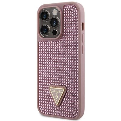 2. Etui Guess Rhinestone Triangle na iPhone 14 Pro - różowe