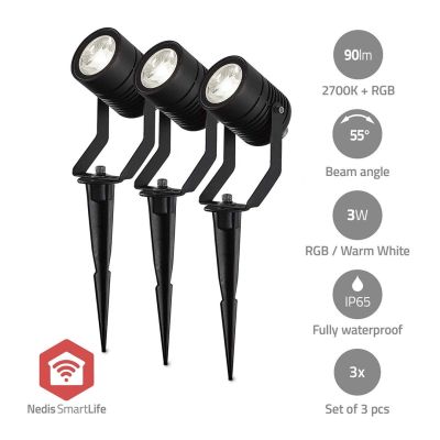 5. Lampa zewnętrzna Nedis ZBLOS10RGBW3 Smartlife RGB Zigbee 3.0 3W 3-pack