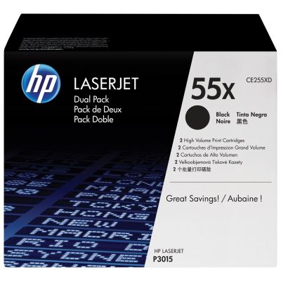 2. HP 55X zestaw 2 oryginalnych wkładów z czarnym tonerem LaserJet XL