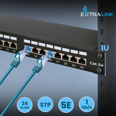 10. Extralink Patchpanel CAT5E STP V2 24 porty