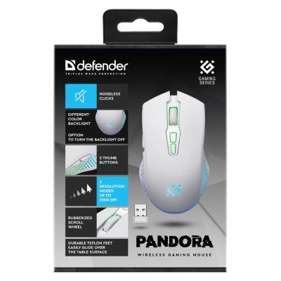 5. DEFENDER MYSZ BEZPRZEWODOWA PANDORA GM-502 RF 3200DPI 7P BIAŁA 52502