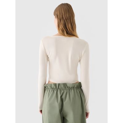 3. Longsleeve slim gładki damski 4F 4FRSS24TLONF499-11S