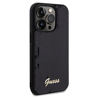 4. Etui Guess Sequin Script Metal na iPhone 14 Pro Max - czarne