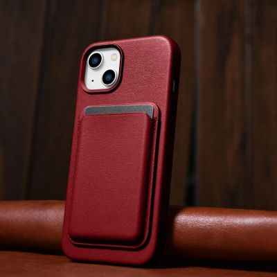 14. iCarer Case Leather pokrowiec etui z naturalnej skóry do iPhone 14 Plus czerwony (kompatybilne z MagSafe)