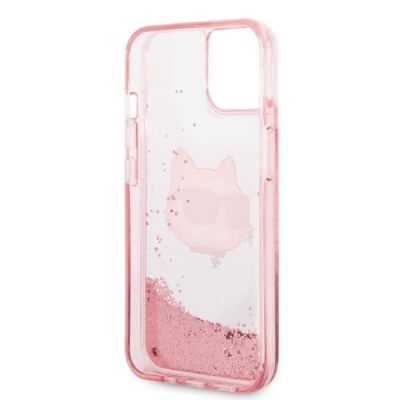 7. Etui Karl Lagerfeld Glitter Choupette Head na iPhone 14 Plus - różowe