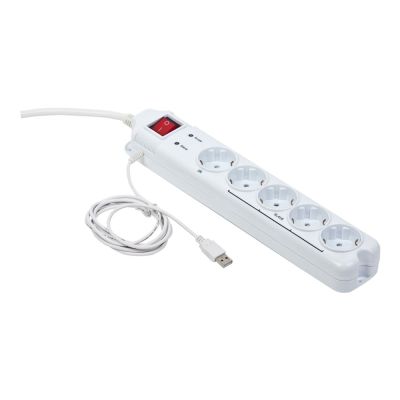 Gembird PCW-MS2G ochrona przeciwprzepięciowa Biały 5 x gniazdo sieciowe 250 V 1,8 m