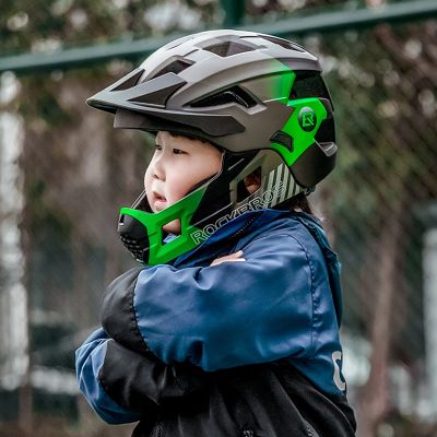 2. Kask rowerowy Rockbros TS-61 10110061003 dziecięcy z odpinaną szczęką rozmiar S (48-54) - zielony