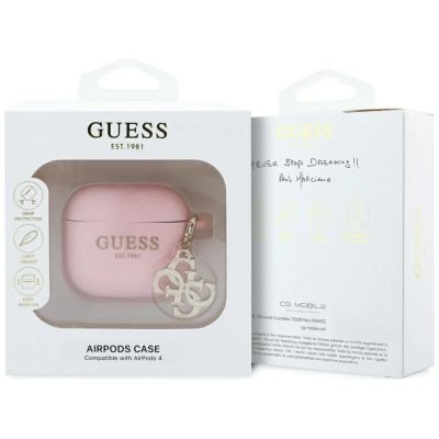 3. Etui Guess AirPods 4 cover Silicone 4G Charm - różowe