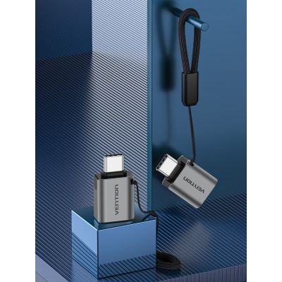 7. Adapter OTG USB 3.0 Vention USB-C do USB-A szary ze stopu aluminium