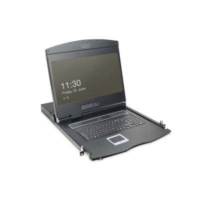 2. Digitus Konsola modułowa z monitorem TFT o przekątnej 19” (48,3 cm), 16-portowym przełącznikiem KVM Cat. 5 & touchpadem, klawiatura niemiecka