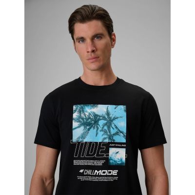 3. T-shirt regular z nadrukiem męski 4F 4FRSS26TTSHM4321-20S
