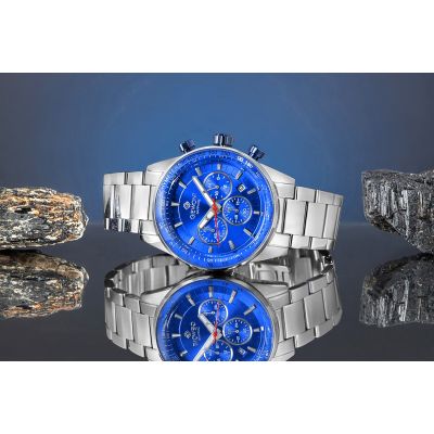 6. Zegarek Męski Giewont Chronograph Sapphire Srebrno Niebieski GW9140-B3