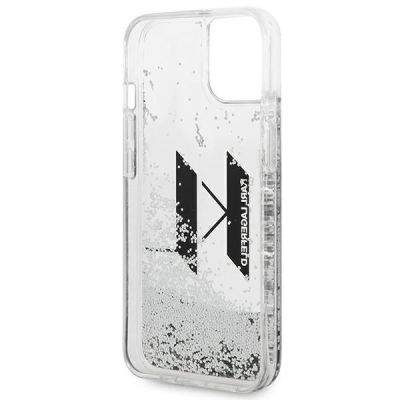 7. Etui Karl Lagerfeld Liquid Glitter Big KL na iPhone 14 - srebrne