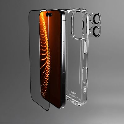 7. Zestaw SBS z technologią D3O na iPhone 16 Pro – etui + szkło ochronne na ekran i aparat - przezroczyste