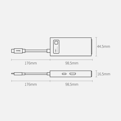 20. Baseus Metal Gleam 4w1 wielofunkcyjny HUB USB Typ C - USB Typ C Power Delivery 100 W / HDMI 4K 30 Hz / USB 3.2 Gen 1 / USB 2.0 (CAHUB-CY0G)