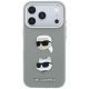 3. Etui Karl Lagerfeld Saffiano with Karl & Choupette Heads Pins & Logo na iPhone 18 Pro / 17 Pro - szare