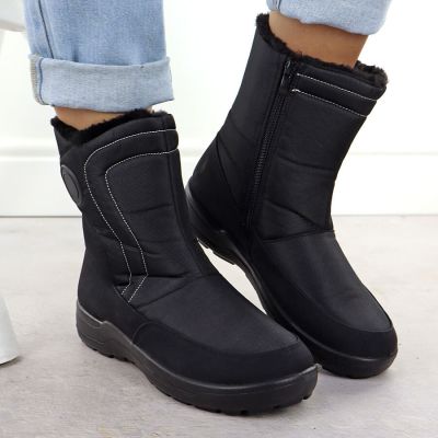 4. Śniegowce damskie płaskie ocieplane czarne Potocki SU33310