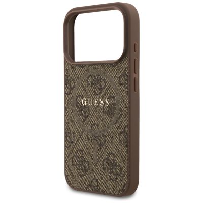 6. Etui Guess 4G Ring Classic Logo MagSafe na iPhone 17 Pro - brązowe