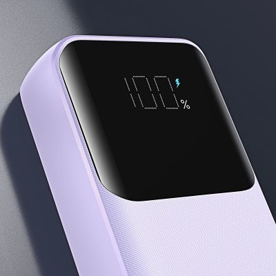 7. Mini powerbank Joyroom JR-PBC06 z wbudowanymi kablami USB-C / Lightning 30W 10000mAh - fioletowy