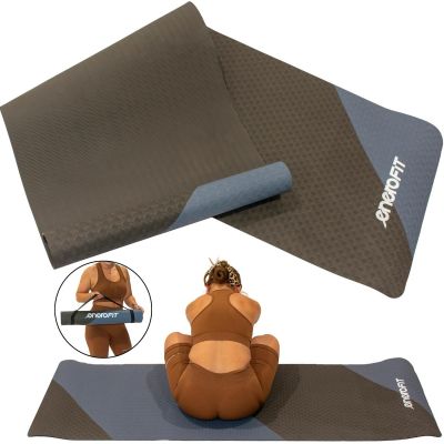 8. MATA DO JOGI I FITNESS TPE ANTYPOŚLIZGOWA CZARNO-NIEBIESKA ENERO FIT