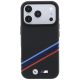 3. Etui BMW M Quadrille Kevlar Print Tricolor Lines & Metal Logo MagSafe na iPhone 18 Pro Max / 17 Pro Max - czarne