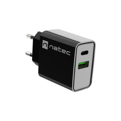 7. NATEC ŁADOWARKA SIECIOWA RIBERA USB-A + USB-C 20W POWER DELIVERY CZARNA NUC-2062