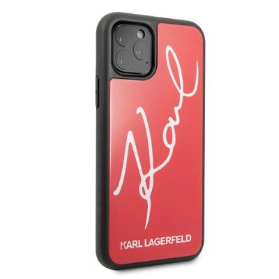 5. Etui Karl Lagerfeld Signature Glitter na iPhone 11 Pro - czerwone